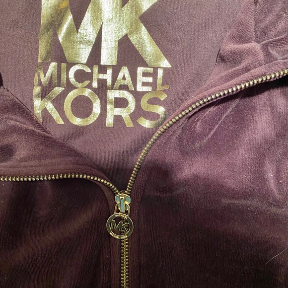 Michael Kors Brown Velour Cozy Zip Up Jacket - Picture 3 of 8